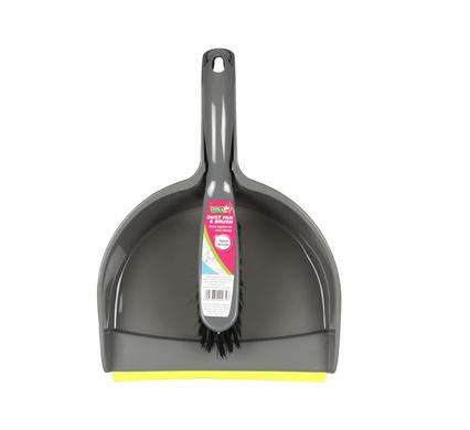 Plastic Dustpan with Rubber lip & Brush Set