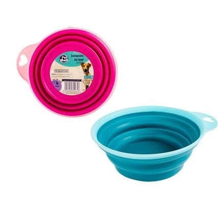 Small Collapsible Pet Feeding Bowl 15cm Portable, for Walking, Travel, Hiking, and Camping (Pink/...