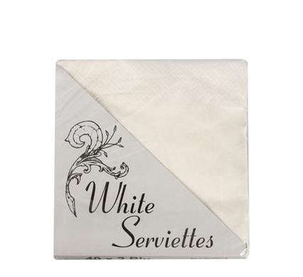 White Paper Serviettes 2 Ply Pack of 40 Dinner Napkins Tableware - Ideal for Wedding, Party, Birt...
