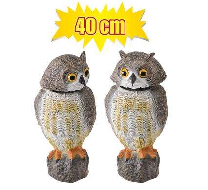 Owl Plastic Garden Ornament/Statue/Garden Decor with Wind Action, Rotating Head - 40 cm