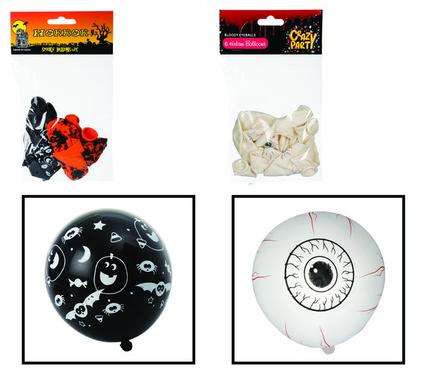 Horror Spooky Balloons Helium 6pc Halloween
