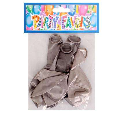 Metallic Silver Helium Balloons  6pc