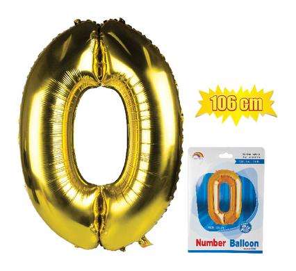 Gold Foil Balloon Helium - Birthday Party Decoration, Anniversary Numbers 0 to 9 - 106 cm
