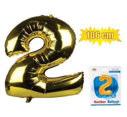 Gold Foil Balloon Helium - Birthday Party Decoration, Anniversary Numbers 0 to 9 - 106 cm