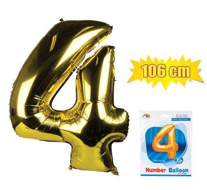 Gold Foil Balloon Helium - Birthday Party Decoration, Anniversary Numbers 0 to 9 - 106 cm