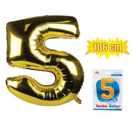 Gold Foil Balloon Helium - Birthday Party Decoration, Anniversary Numbers 0 to 9 - 106 cm