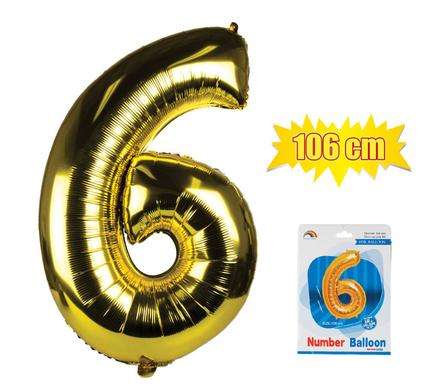 Gold Foil Balloon Helium - Birthday Party Decoration, Anniversary Numbers 0 to 9 - 106 cm