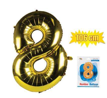Gold Foil Balloon Helium - Birthday Party Decoration, Anniversary Numbers 0 to 9 - 106 cm