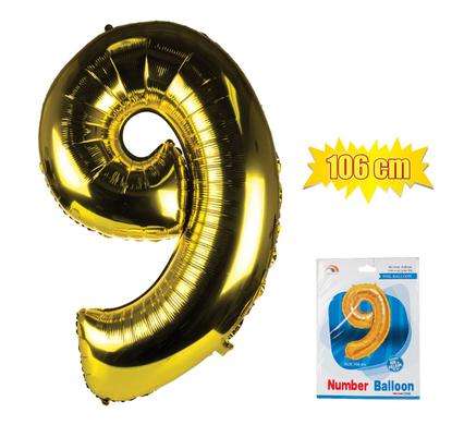 Gold Foil Balloon Helium - Birthday Party Decoration, Anniversary Numbers 0 to 9 - 106 cm