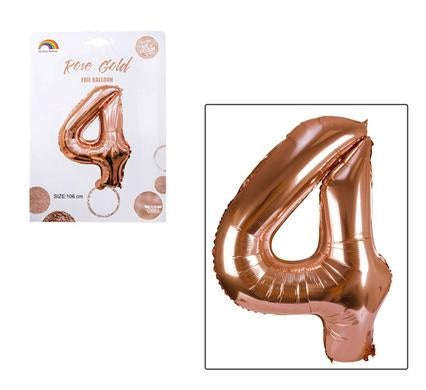 Rose Gold Foil Balloon Helium - Birthday Party Decoration, Anniversary Numbers 0 to 9 ... - Number 4
