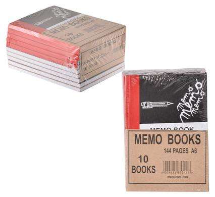 Hard Cover Memo Book 144 Page A6, 10 Pack