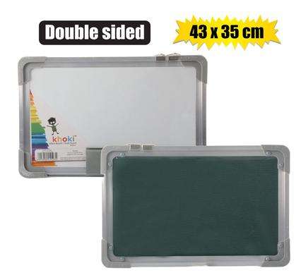 Dry Erase Dual Sided White Board and Chalk Board, 45 X 35cm Small Whiteboard with Protective Frame