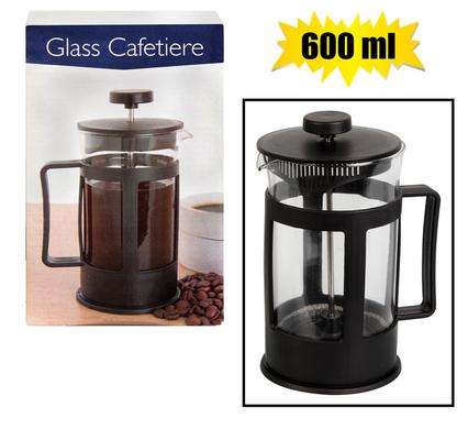Glass Filter Coffee French Press Coffee Plunger 4-6 Cup, 600ml with Plastic Handle
