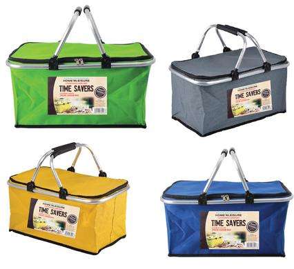 Insulated Large Picnic Collapsible Cooler Bag 46X28X22Cm, Aluminium Support Frame And Handles Wit...