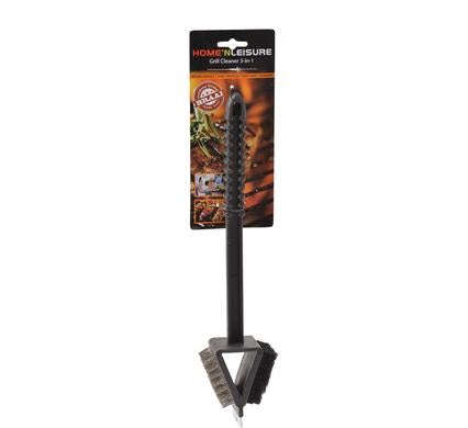Multi 3 In 1 Braai Grill Cleaner, 37Cm Long Nylon Handle