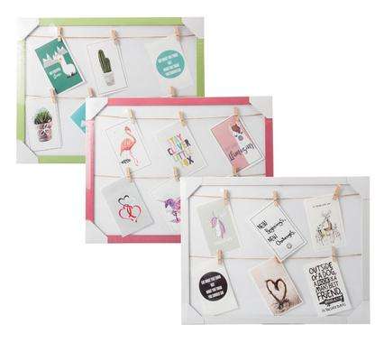 Picture Frame with Wash Line-Multiphoto Collage Wall Display - Plastic - 35 x 45 cm