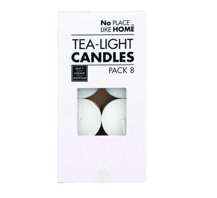 8pc White Tea Light Candles 3.5cm