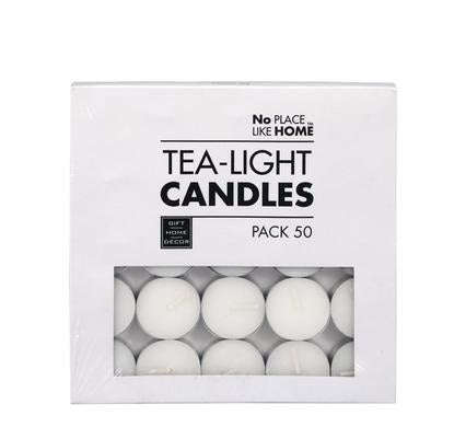 50 White Tea Light Candles 3.5cm
