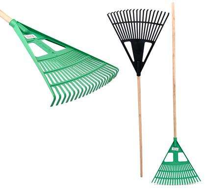 Flexi Rake Plastic Head and Wooden Handle - Assorted Colours - Rake Leaves and Debris