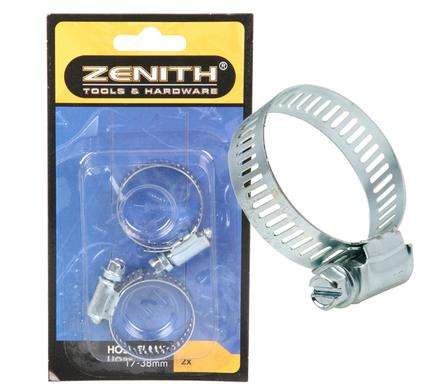 Hoseclamp Worm-Dr Galv 17-38mm 2pc Znith
