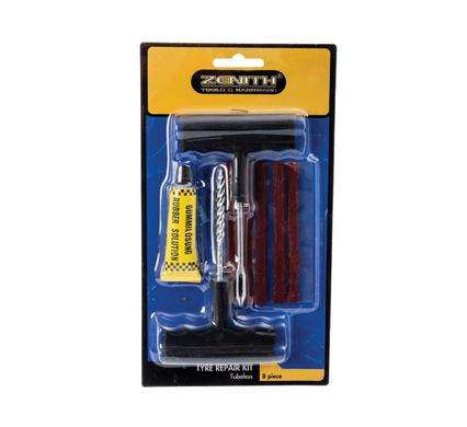 Zenith Tubeless Tyre Repair Puncture Kit, Cars/Motorbikes - 8 Piece