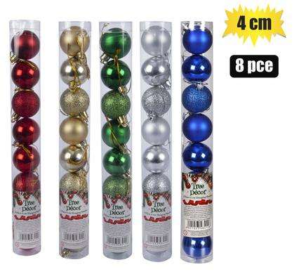 4cm 8 Piece Christmas Balls Tube (5 Piece Set)