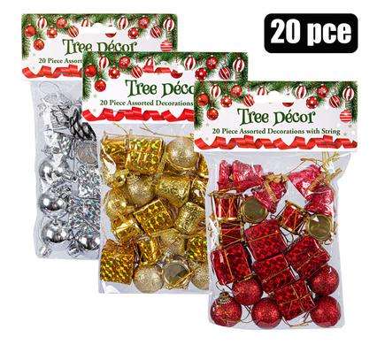 Christmas Tree Decorations 20 Piece Set with String