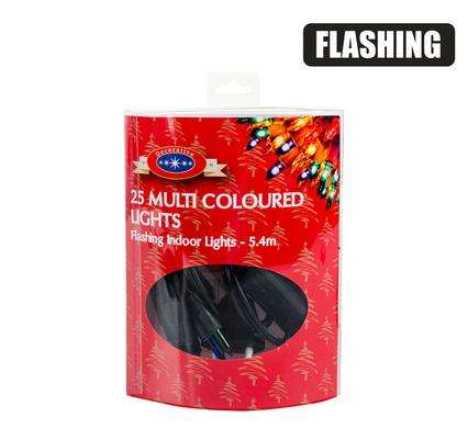 Xmas Lights 220V In 25Pc 5.4M Flashing