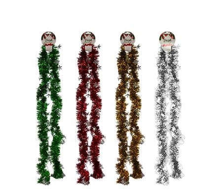 Christmas Garland Metallic Tinsel - Christmas Decorations Tree, Wall, Windows - 2 Meters
