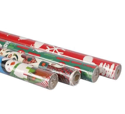 Christmas Stationery Gift Wrap 2m x 700mm - 60gsm, 4 Pack, Bulk Buy