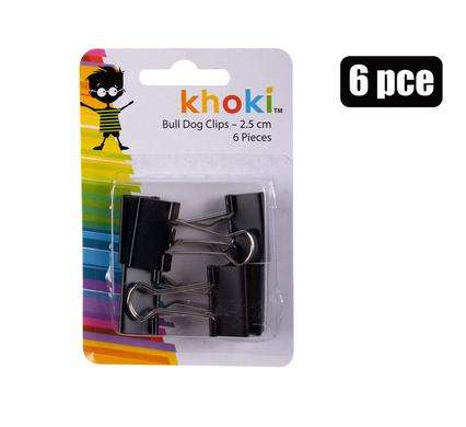 Black 2.5cm Bull Dog Paper Clips 6 Piece Pack