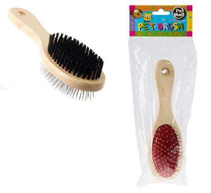Pet Dog Cat Wooden Cleaning Brush 23cm 2 Function