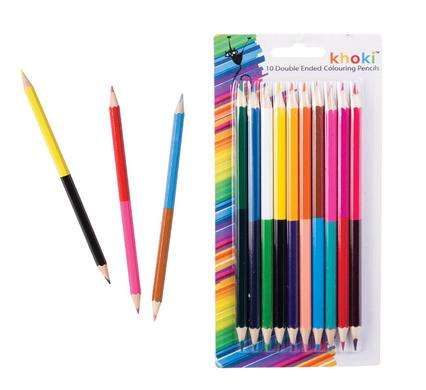 Khoki 10 Double Ended Colouring Pencils, Pack Of 10 Vibrant Colours