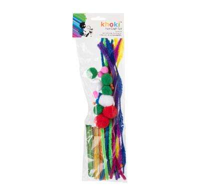 Art And Craft Accessories Variety Pack Includes Mini Pom Poms,Ice-Cream Sticks and Colourful Pipe...