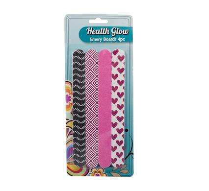 Health Glow Emery Nail File 4pc Set for Women and Girls