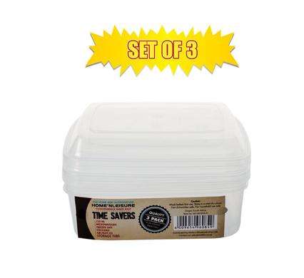 Time Savers Clear Containers 3 Pack 750ml