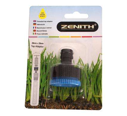 Zenith 20 mm + 33 mm Threaded Plastic Hose Tap Adapter Attachment