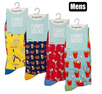 Men's Fun Cotton Dress Socks Novelty [5 Pairs] Colourful Funky Fancy Funny Patterned Crazy Socks ...
