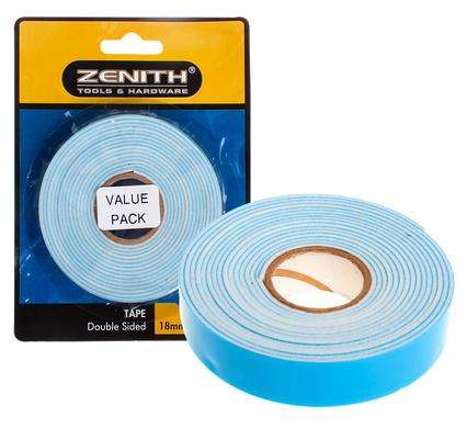Double Sided Tape Value Pack, Mounting Tape 18x3000mm ZENITH Multipurpose Adhesive Tape