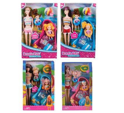 DOLL MED 31cm BONNIE FAMILY+POOL SET