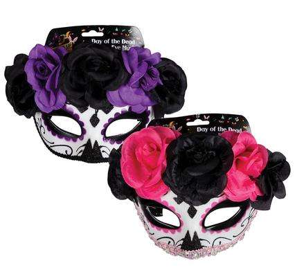 Floral Dress Up Mask Day of the Dead, 2 Pack