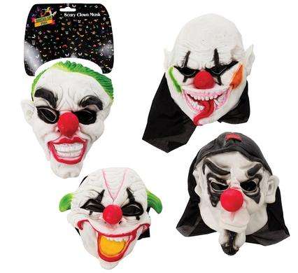 Dress Up Scary Clown Mask, 4 Pack