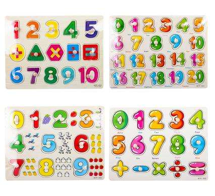 Educational Children'S Push-In Board With Wooden Numbers, Learn Through Fun Play