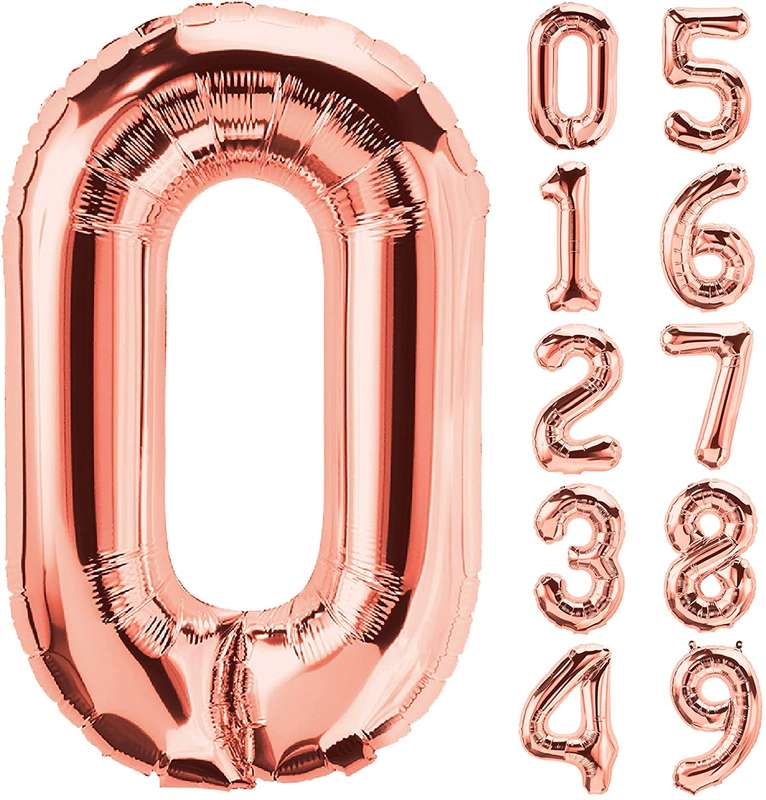 Rose Gold Foil Balloon Helium - Birthday Party Decoration, Anniversary Numbers 0 to 9 ... - Number 4