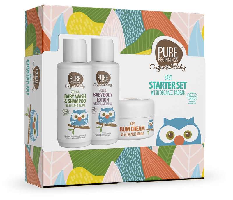 Pure Beginnings Baby Starter Gift Set with Organic Baobab (100ml Soothing Baby Shampoo & Wash, 10...
