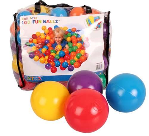 Intex "Fun Balls" Plastic Multi-Colour Balls Set with Case, 100pc