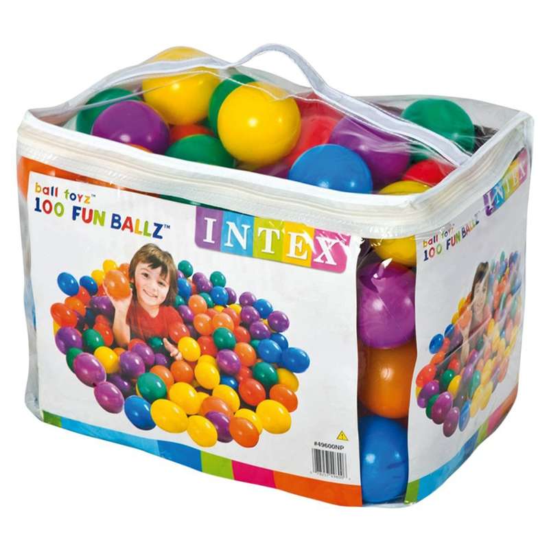 Intex "Fun Balls" Plastic Multi-Colour Balls Set with Case, 100pc