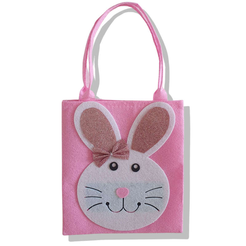 Kids 4 Piece Easter Egg Hunt Bag, Felt Bunny Face