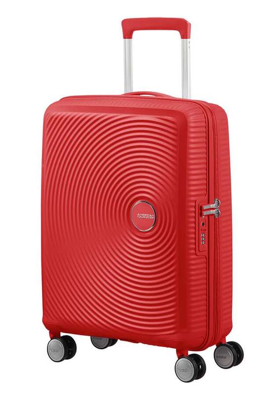 American Tourister Soundbox 55cm Cabin Spinner - Expandable | Coral Red