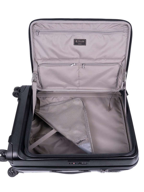 Cellini Tri Pak Medium 4 Wheel Trolley Case Includes 1 Lrg & 1 Med Packing Cube| Black